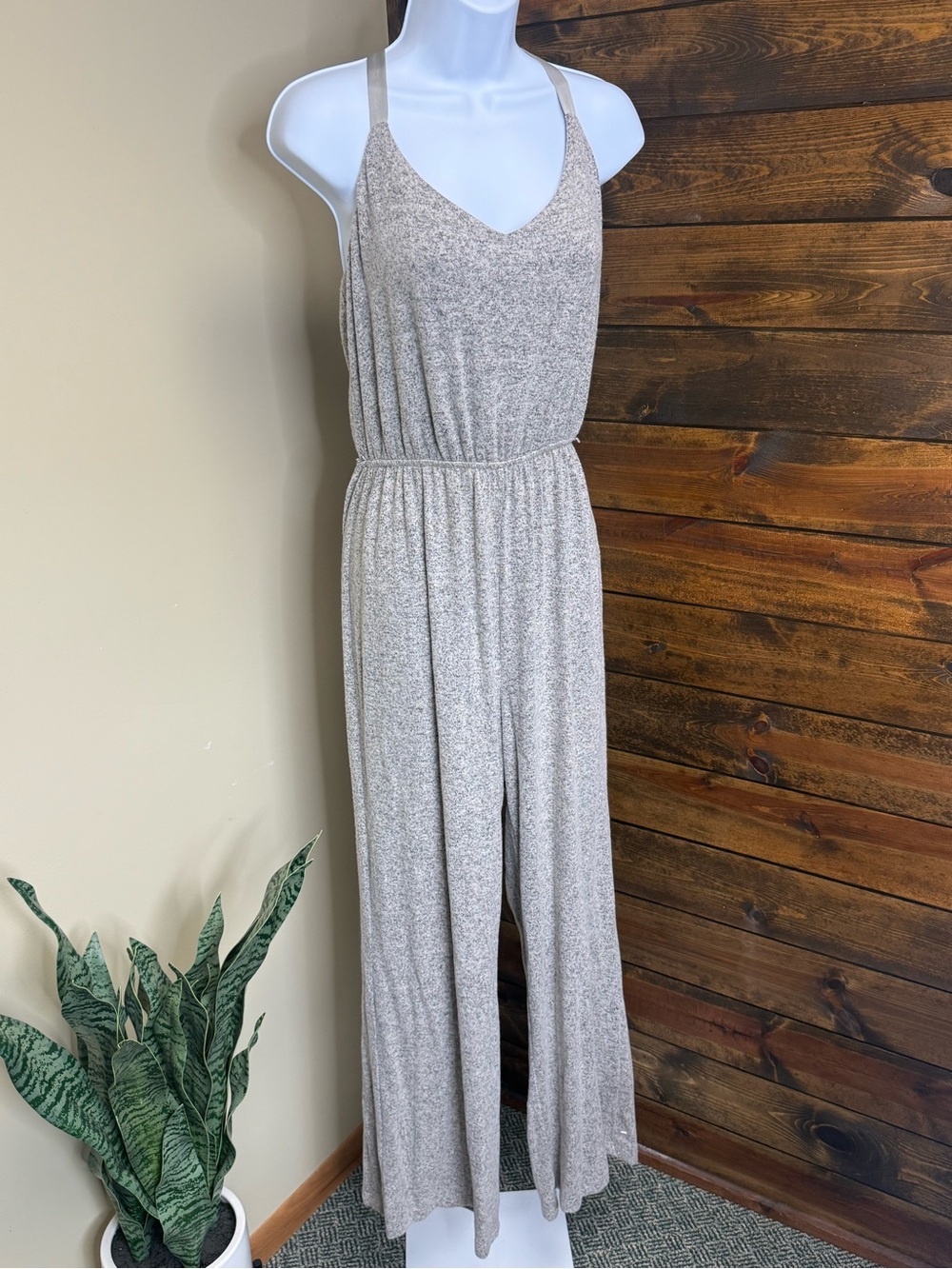 NWT Soft Surroundings Heathered Grey Wide-Leg Size M Lounge About Jumpsuit